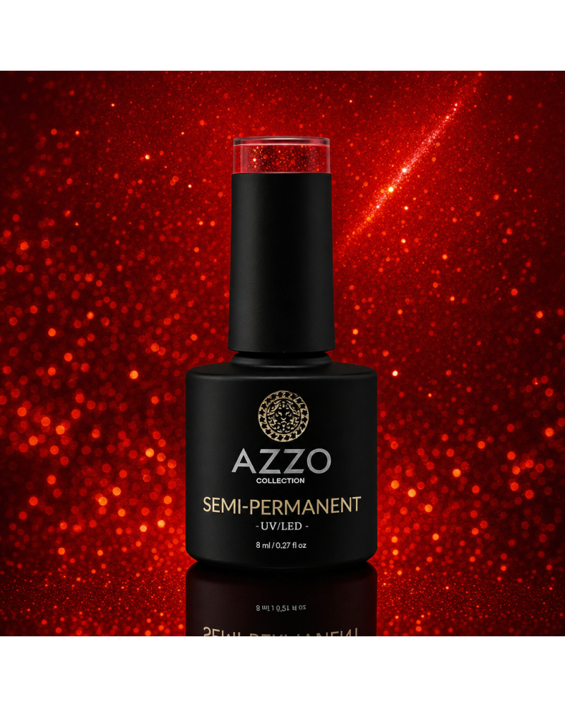 Vernis semi permanent végan - Pailleté 8 ml / N°228 - paillette rouge éclat