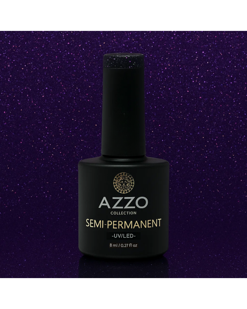 Vernis Violet Noir Pailleté – Vegan, Sans TPO, Extra Brillance | Azzo