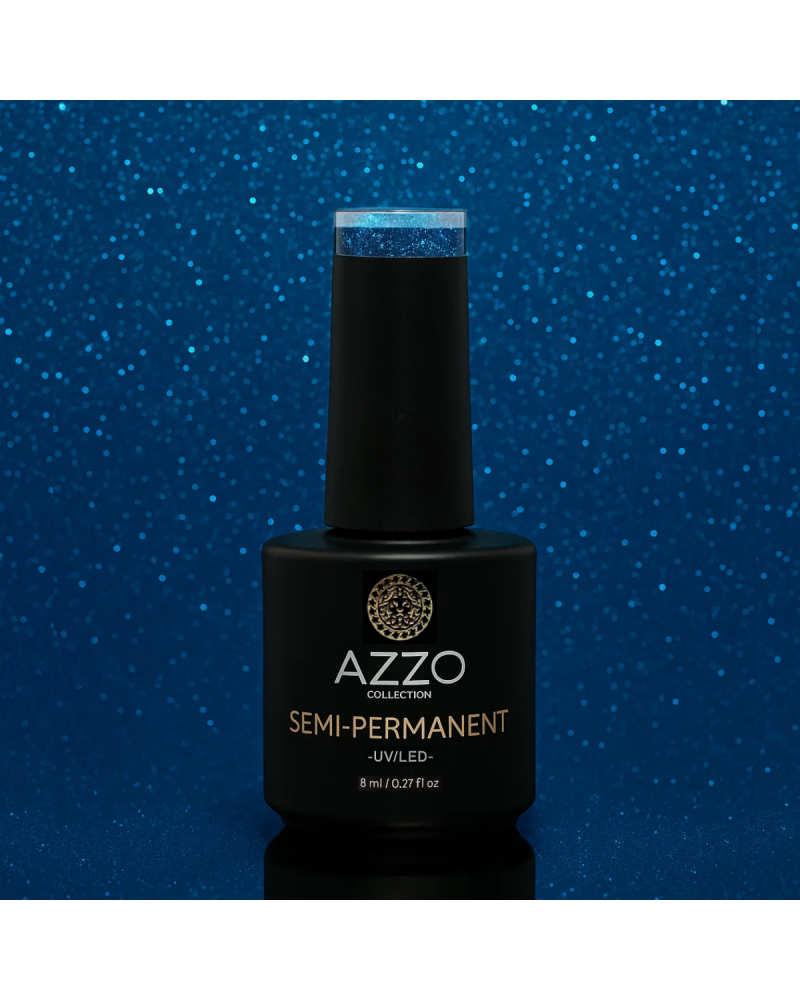 Vernis Bleu Marine Pailleté – Vegan, Sans TPO, Tenue 4 Semaines | Azzo