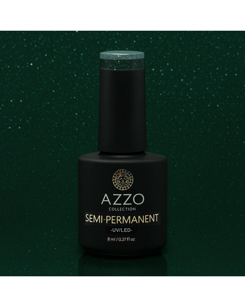 Vernis Vert Forêt Pailleté – Vegan, Sans TPO, Brillance 4 Semaines | Azzo