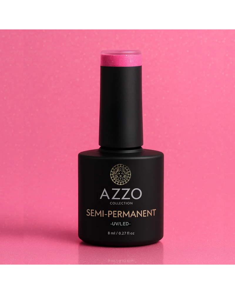 Vernis Rose Vif Pailleté – Vegan, Sans TPO, Brillance Longue Tenue | Azzo