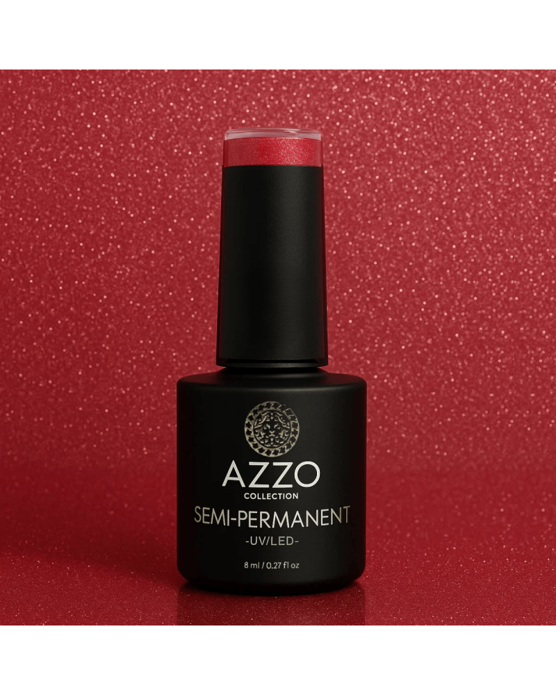 Vernis Rose Rouge Profond Pailleté – Vegan, Sans TPO, Brillance Longue Tenue | Azzo