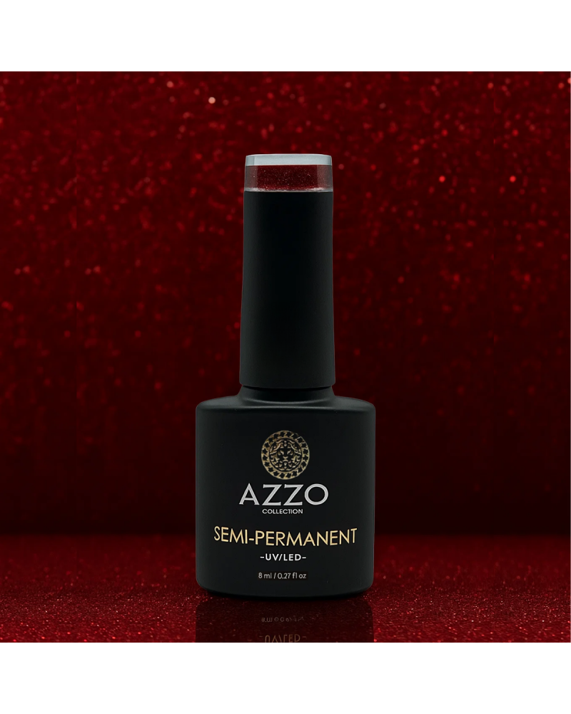 Vernis Rouge Intense Pailleté – Vegan, Sans TPO, Brillance Longue Tenue | Azzo
