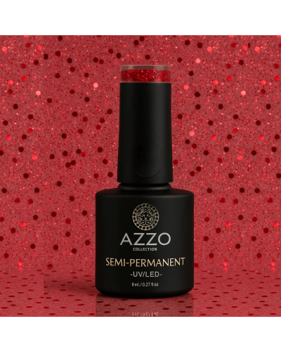 Vernis Rouge Moyen Pailleté – Vegan, Sans TPO, Brillance Longue Tenue | Azzo
