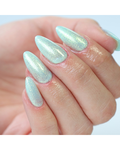 Vernis semi permanent végan - Pailleté 8 ml / N°241 - vert pastel pailleté