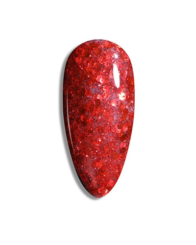 Vernis Rouge Moyen Pailleté – Vegan, Sans TPO, Brillance Longue Tenue | Azzo